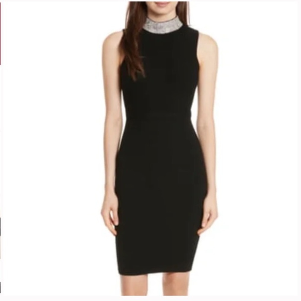 NWT Milly Sleeveless Rhinestone-Collar Cocktail Sheath Dress Size P